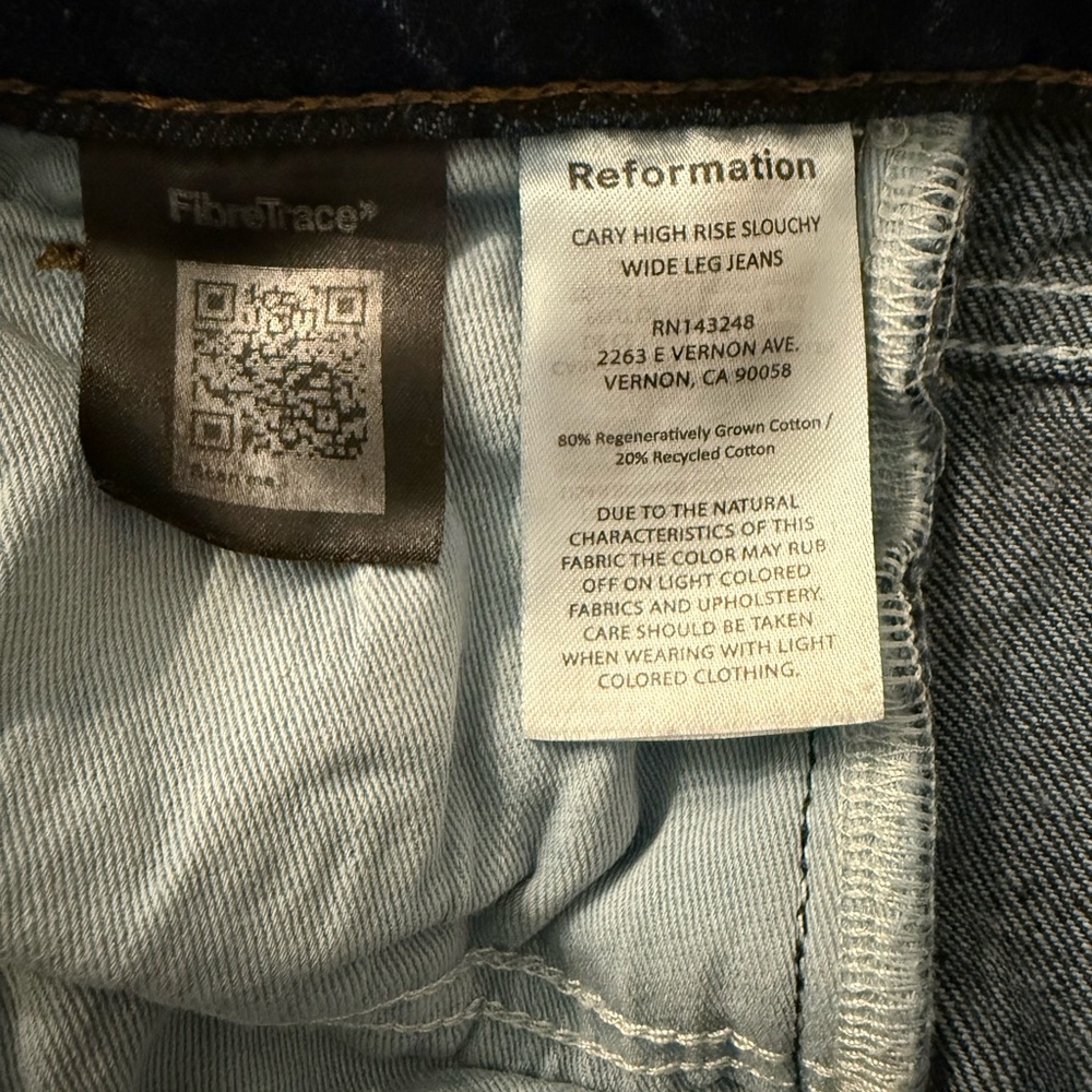 Reformation Cary High Rise Slouchy Wide Leg Jeans Sz25 Excellent Condition - Picture 6 of 6